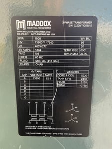 1500 KVA 13800Y/7940 Primary, 480Y/277 Secondary, 3 phase, Padmount Transformer