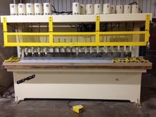 14 Spindle, Cemco Drill Press, 1.5 HP 1800 RPM, 121" x 30.5" Table, (4) Spring loaded hold downs