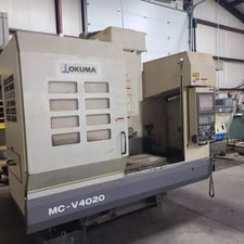 Okuma #MC-V4020, vertical machining center, 20 automatic tool changer, 40" X, 20" Y, 17" Z, 8000 RPM, #40, 15