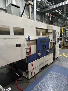 Muratec #MW-120, twin spindle turing center, w/stacker loader single gantry, chip conveyor, 2011/2012 (2