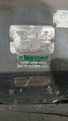 60 HP 1750 RPM Siemens, Frame LC3612ATZ, TEFC dual shaft, 500 VA, 300 VF, reconditioned