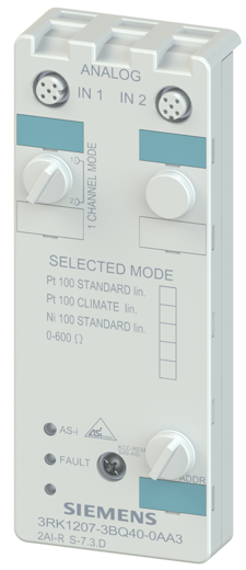 Siemens 3RK1207-3BQ40-0AA3 AS-i Interface Compact Module K60, Analog, 2 AI, IP67