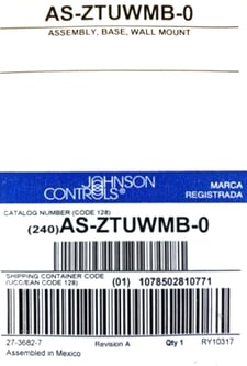 Johnson Controls AS-ZTUWMB-0 Zone Terminal Wall Mount Base