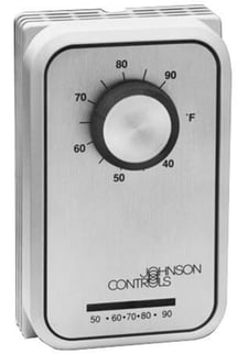 Johnson Controls T26S-22C Line Voltage Thermostat 5 to 30C, w/ Thermometer