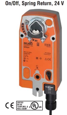 Belimo NFB24-S Damper Actuator, 90 in-lb [10 Nm], Spring Return, AC/DC 24 V