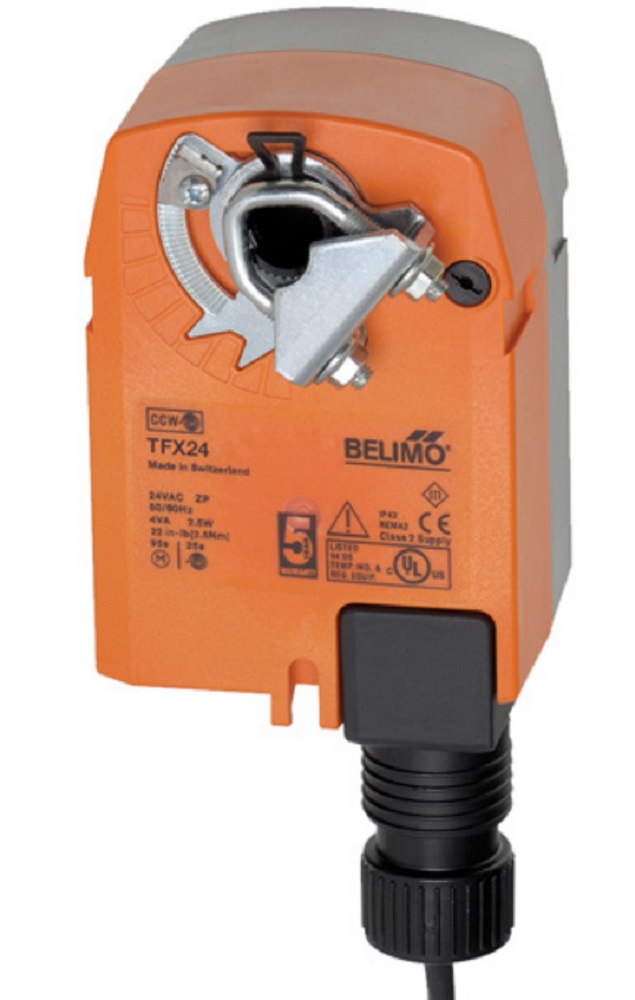 Belimo TFX24 Configurable Damper Actuator, 22 in-lb [2.5 Nm], Spring Return