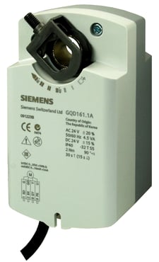 Siemens GQD161.1A Rotary Air Damper Actuator, AC/DC 24 V, DC 0...10 V, 2 Nm