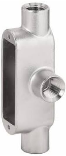 Calbrite S61000TE00 T Style Conduit Body, 1 in NPT 316 Stainless Steel 316SS