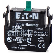 Cutler-Hammer Eaton E22B2 Contact Block, 1NO, Screw Terminals, 6A 110/120V