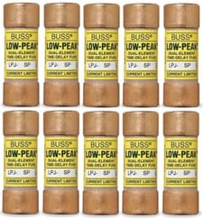 Eaton Cooper Bussmann LPJ-2SP Time Lag Cylinder Fuses, 2A, Class J, Pack of 10
