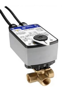 Johnson Controls VG1841AE+923BGA Ball Valve Assembly, 3 Way, 1/2 in. NPT, 1.9 Cv