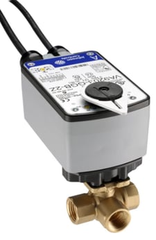 Johnson Controls VG1841AG+923GGA 3-Way 1/2" Forged Brass Ball Valve, Cv 4.7