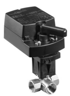 Johnson Controls VG1841AE+906AGA 1/2" 3-Way Ball Valve, 1.9Cv, With M9106-GA-2