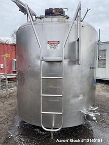 1500 gallon Cherry Burrell, 304 Stainless Steel Jacketed Processor, Vertical, Dished top Sloping bottom, 80"