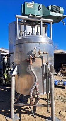 500 gallon Crepaco, Stainless Steel tank, jacket, 75 psi @ 400&deg;F, agitated, 1981