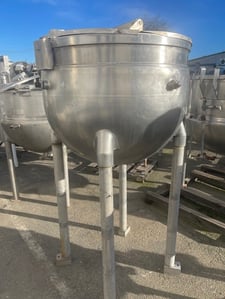 150 gallon Groen, 2/3 jacketed direct steam kettle w/ Stainless Steel hinged cover