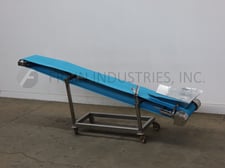 16" wide x 10.8' long, Stainless steel inclined belt conveyor, 55" discharge height