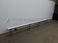 12" wide x 30' long, BMI / Benda Mfg, table top conveyor belt, Stainless steel frame, 3/4 HP drive