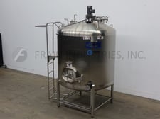 1000 gallon Walker, Stainless steel process tank, 70" dia. x 64" straight wall, dome top, dish bottom