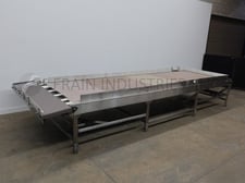 Seco, 89" wide x 276" long, Stainless steel offline accumulation table, with 24" wide infeed conveyor & 89"
