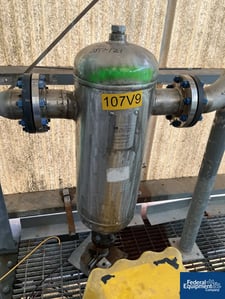 15 gallon Pennsylvania Separator, Receiver Tank, Stainless Steel, 12" diameter x 27" straight side, 150 psi @