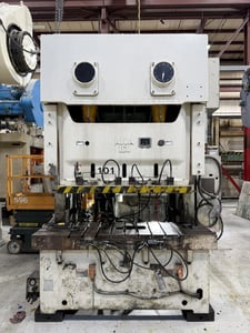 176 Ton, Aida #NC2-160(1), double crank gap mechanical press, 5.12" stroke, 18.4" Shut Height, 3.9"motorized