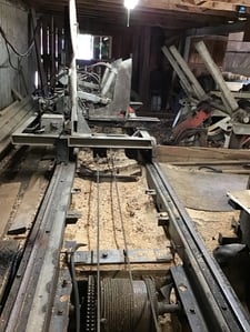 Mater Mater Sawmill Right Hand, 14' 3-block carriage, log turner, hydraulic powered 20' log deck, 1964