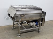 100 cu.ft. 304 Stainless Steel dual trough ribbon blender, with lift up safety grate, (2) 20 HP motor drives