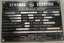 1000 HP 300 RPM General Electric, Type TS, 125V DC Excitation Voltage, double shaft refiner, 2300 Volts, New