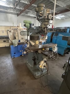 Bridgeport, Vertical Mill, 9" x48"table, 1.5 HP, variable speed 60-4200 RPM, Newall digital read out, Riser