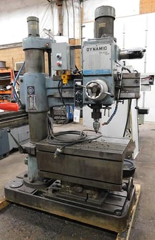 2.6'-8" Dynamic #YMR-840, radial arm drill, #4MT, 50-1500 RPM, power down feed, 36" x 15" tilting box table