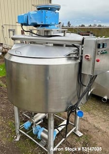 200 gallon Cherry-Burrell, cone-bottom Stainless Steel jacketed processor tank, 48" diameter x 30" deep with