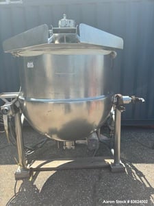 150 gallon Hamilton #Style-CW Tilting Kettle, 316 Stainless Steel, 100 psi at -20 to 328&deg; F., 44" diameter x