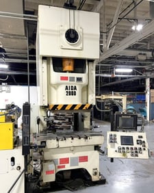 220 Ton, Aida #NC1-2000(1)E, gap press, 6.3" stroke, 54.7" x 26.7"bed, 35-70 SPM,air clutch, 2014