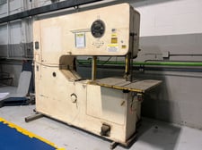60" x 26" DoAll Zephyr #ZV-60-26, vertical band saw, extended throat, 36" x 36" tilting table
