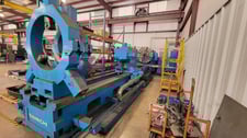 62" x 210" Dainichi #H, lathe, 45" swing over cross slide, 4-jaw 47" chuck, 4" spindle bore, inch/metric, 70