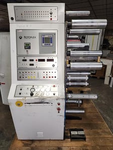 Rotoflex #VLI330, single station 13" die cutter, unwind with roll lift, web guide, splice table, 1994