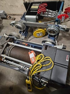 10 Ton, Harrington Hoist, 23' Lift, power trolley, hand control, SN 065524/024, 10 TON