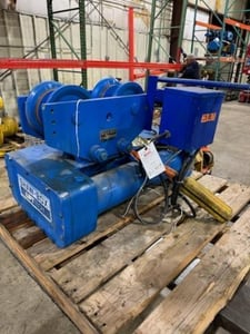 3 Ton, Shaw-Box #115735-14, Electric Chain Hoist, 16/5 FPM, 4HP, manual trolley, hand control, S/N KO-70264