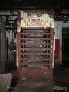 1000 Ton, Eemco, hydraulic press, 40" stroke, 40" daylight, 42" x 42", (2) steam platens