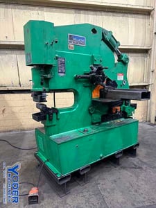6" x 6" x 1/2" Hill-Acme #6A, hydraulic ironworker, 105 ton, 24" throat, 15 HP, foot pedal