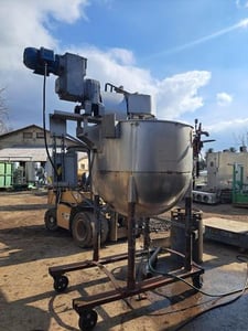 360 gallon Lee #360D3T, Stainless Steel kettle, agitated, 40 psi, 53.5" dia. x 46" deep, 1972