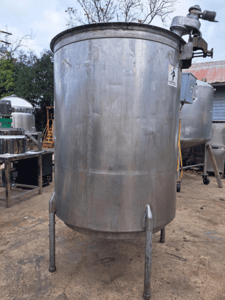 800 gallon Mix-Mor GA-2, Stainless steel tank, 58" dia. x 72" straight side, open top, sloped bottom
