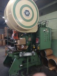 90 Ton, Walsh #90AC, OBI press, 6" stroke, 13" Shut Height, 14" throat, 10 HP, air clutch & brake, 1983