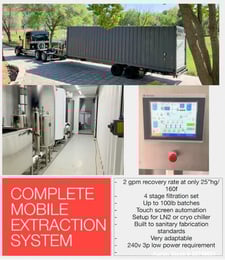 Gloe Corporation Mobile Extraction System, recovery rates of 2 gpm at only 160f and 25" hg, 100lbs of ground
