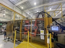 600 Ton, 111.6 oz., Husky #G600-RS100/100, horizontal plastic injection molders, 75.8" daylight, 40.15" x