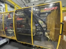 600 Ton, 65.1 oz., Husky #G600-RS85/85, horizontal plastic injection molders, 75.8" daylight, 40.15" x 40.15"