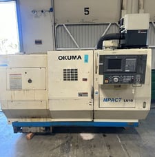 Okuma #Impact-LU15M, CNC lathe w/barfeeder, 22" swing, 10" chuck, 2.75" bar, 1999