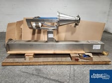 MetoLift Drum Lifter, Stainless Steel, approximately 74" lift, with drum lift attachment and funnel