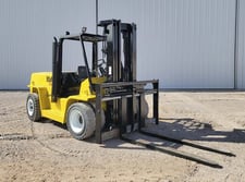 15500 lb. Yale #155, forklift, 180" lift height, Perkins diesel engine, solid tires, 3 stages mats, 2001